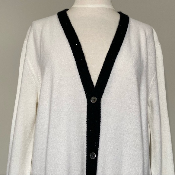 Richard Grand Long Cashmere Cardigan Sweater in Ivory Black, size M NWT - Picture 4 of 16